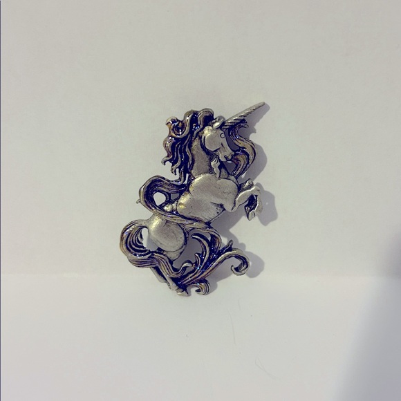 Unicorn Glittery and Silver Brooch - Picture 1 of 3